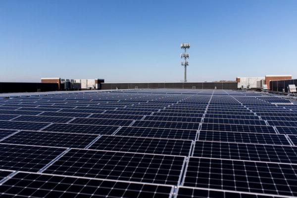 Rooftop solar panels at Shenandoah University.